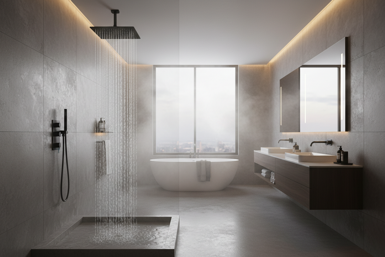 Luxury bathroom with shower head